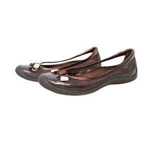 Womens Cole Haan Leather and Mesh Brown Slip On Flats. Size 6B